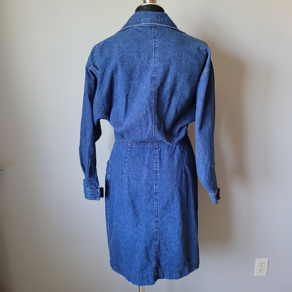 1980s denim zip front dress - Picture 3 of 9